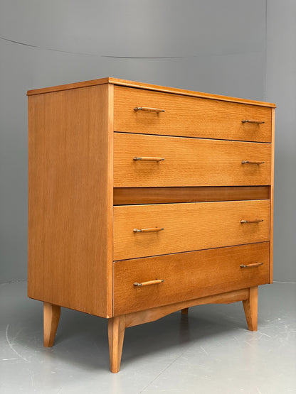 Vintage Chest Of Drawers By Lebus 1960s Oak Veneer Retro Mid Century EB12199