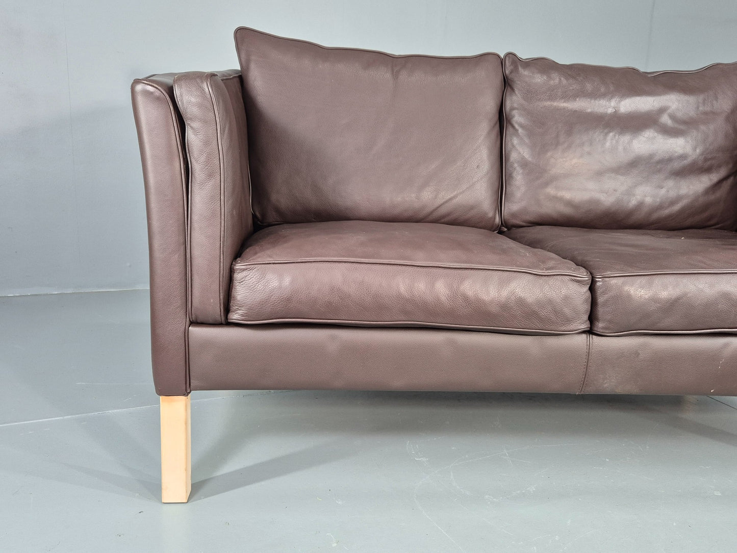 Vintage Danish 2 Seater Sofa Brown Leather 1980s Retro MCM EB12444