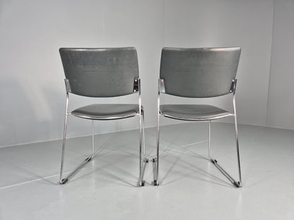 2 Stacking Chairs Modern Design Brunner Linos Leather Chrome EB11918 MSTA