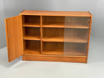 Vintage 1960s Glazed Bookcase Teak Mid Century Modern Shelving Cabinet EB12214