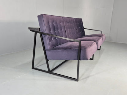 Vintage 3 Seater Sofa Modern Design Orange Box Lossit Purple Velvet EB12800