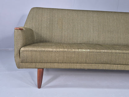 Vintage 3 Seater Thams Sofa Mid Century Green Wool Teak Paws 1960s Retro EB12390