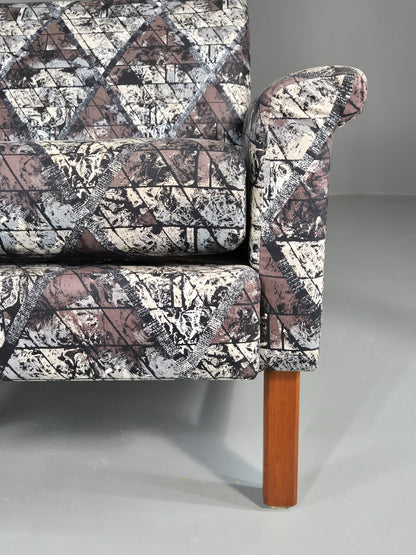 Vintage Midcentury Modern lounge Chair Swedish Design Abstract Pattern EB11100