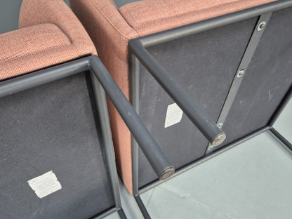 2 Roger Lewis Modern Design Armchairs Pink Wool Upholstery EB9952 MNOR