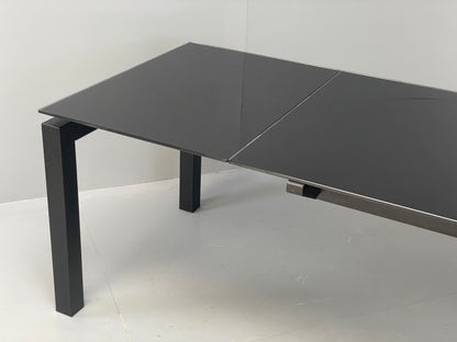 Calligaris Glass Dining Table Modern Italian Extending Steel 'Airport' EB12497