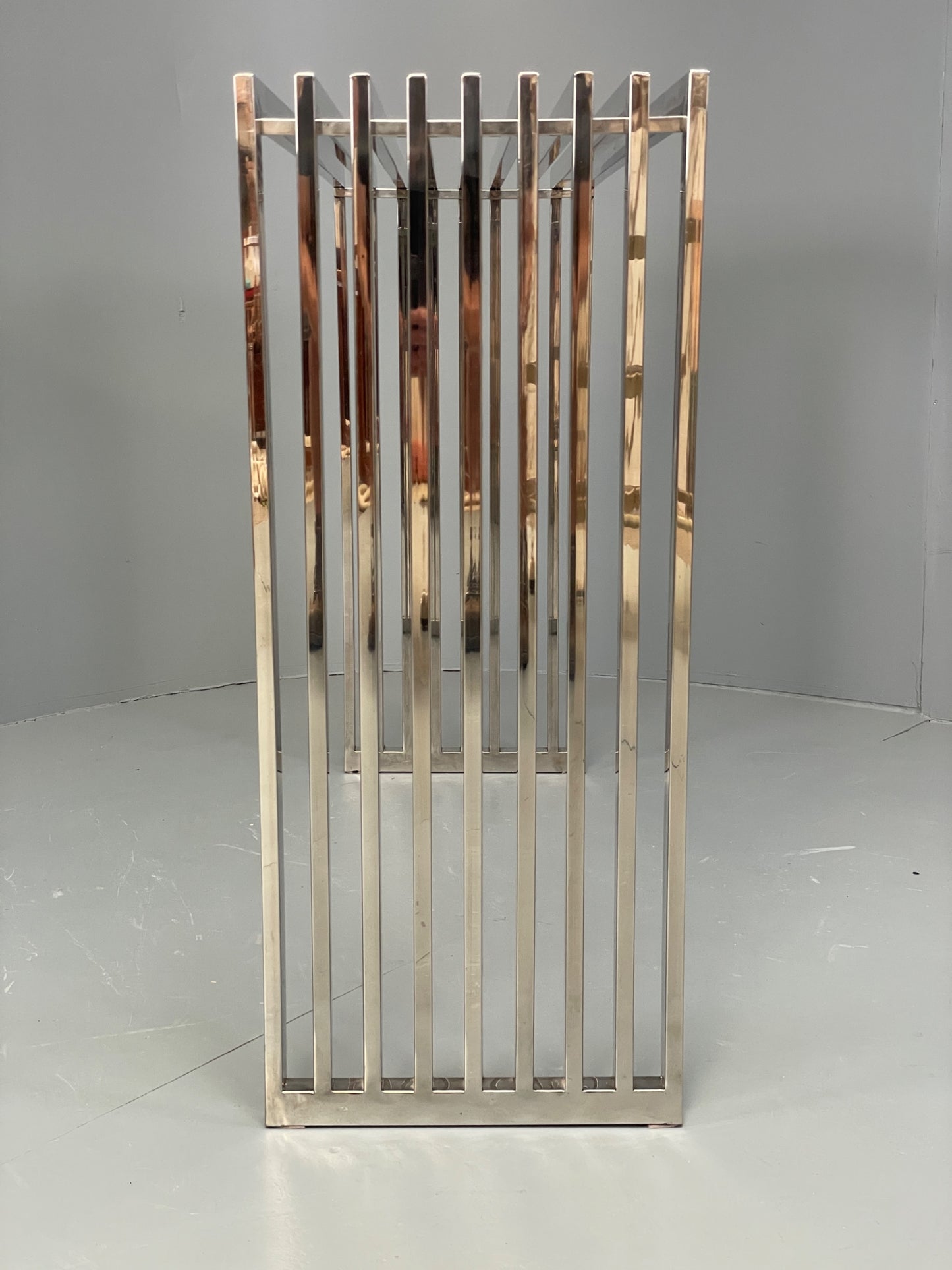 Chrome Slatted Console Table Style Of Eichholtz Modern Steel EB12887