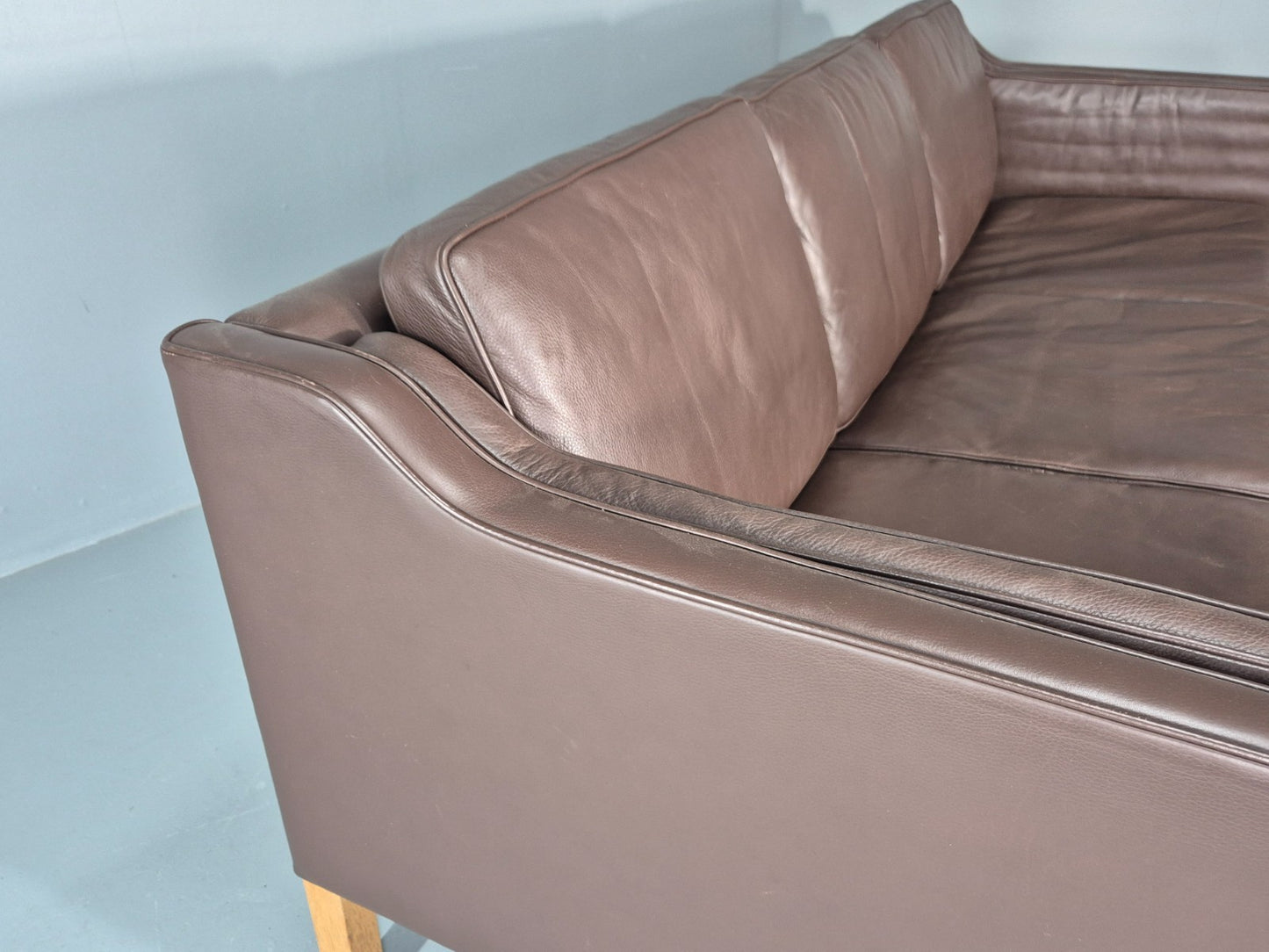 Vintage 3 Seater Sofa Mid Century Retro Brown Leather Mogensen  EB11637 M3SS