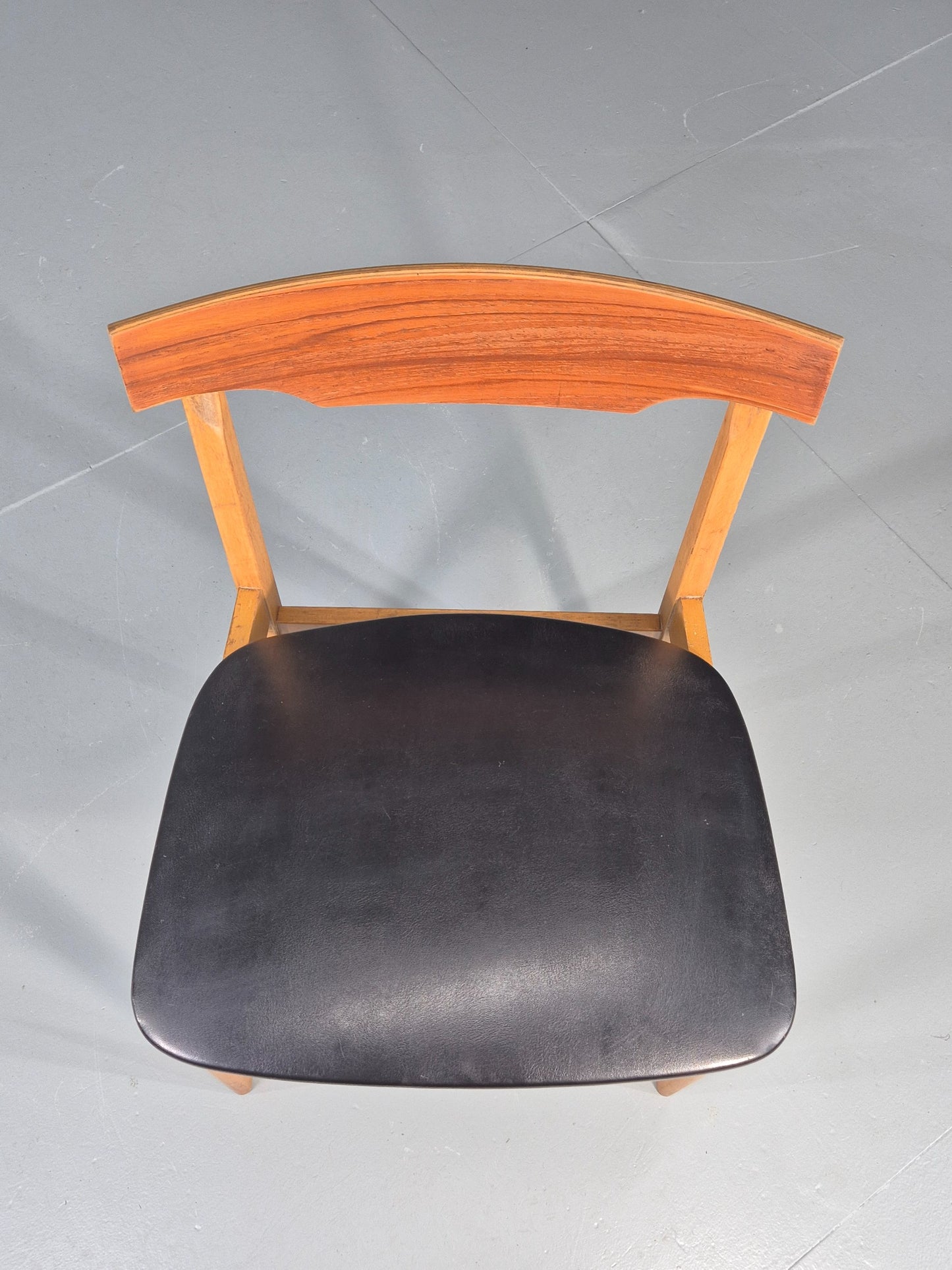 Vintage Teak Dining Chair 1960s Retro Mid Century Vinyl Seat EB11759