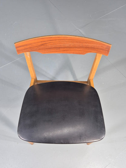 Vintage Teak Dining Chair 1960s Retro Mid Century Vinyl Seat EB11759