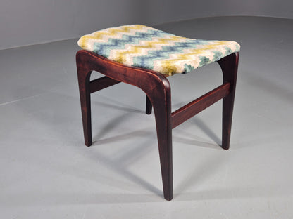 Vintage Mid Century Footstool Danish Design Chevron Pattern 1960s EB12028