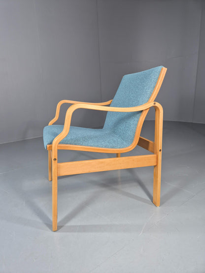 Vintage Farstrup Mid Century Chair New blue Upholstery Bentwood Frame EB11211