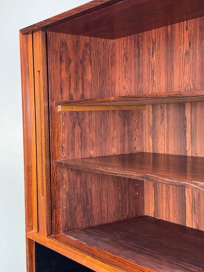 Vintage Danish Wall Unit Mid Century 1960s Tambour Shelving Cabinet Retro 13101