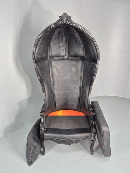 Vintage Porters Chair Canopy Gothic Chair Faux Crocodile Skin Modern EB12564