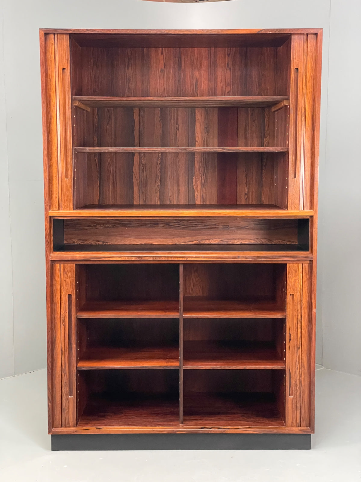 Vintage Danish Wall Unit Mid Century 1960s Tambour Shelving Cabinet Retro 13101