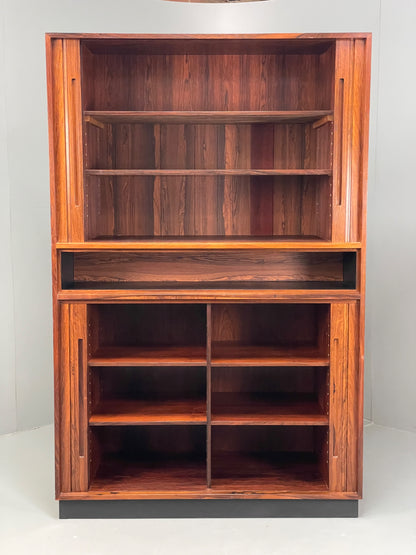 Vintage Danish Wall Unit Mid Century 1960s Tambour Shelving Cabinet Retro 13101