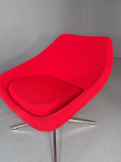 Vintage Allermuir Open Range Swivel Chair Red Fabric EB12248