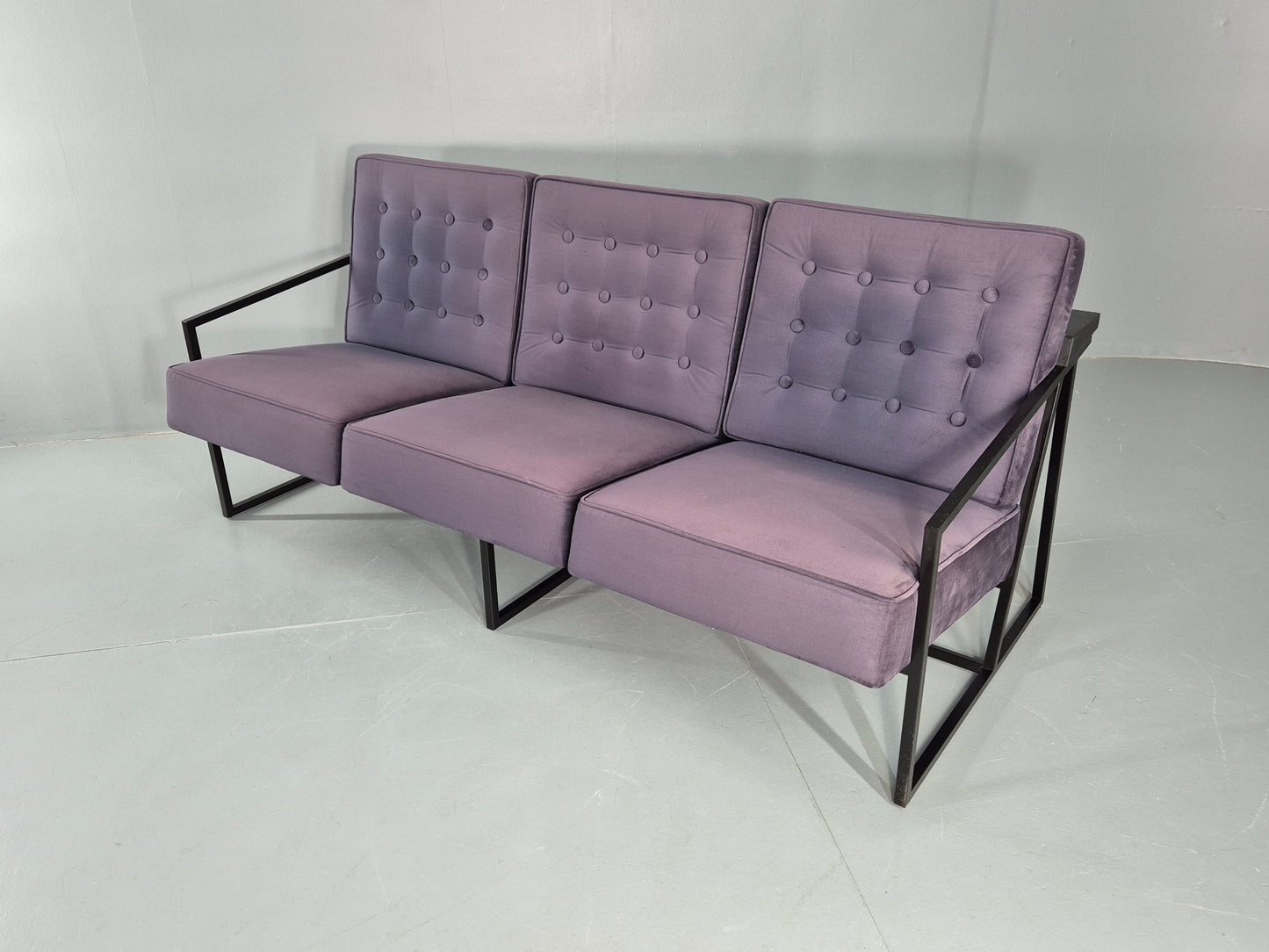 Vintage 3 Seater Sofa Modern Design Orange Box Lossit Purple Velvet  EB12801