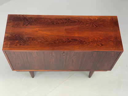Vintage 1960s Danish Cabinet Mid Century Darkwood Drop Door Shelving EB12355