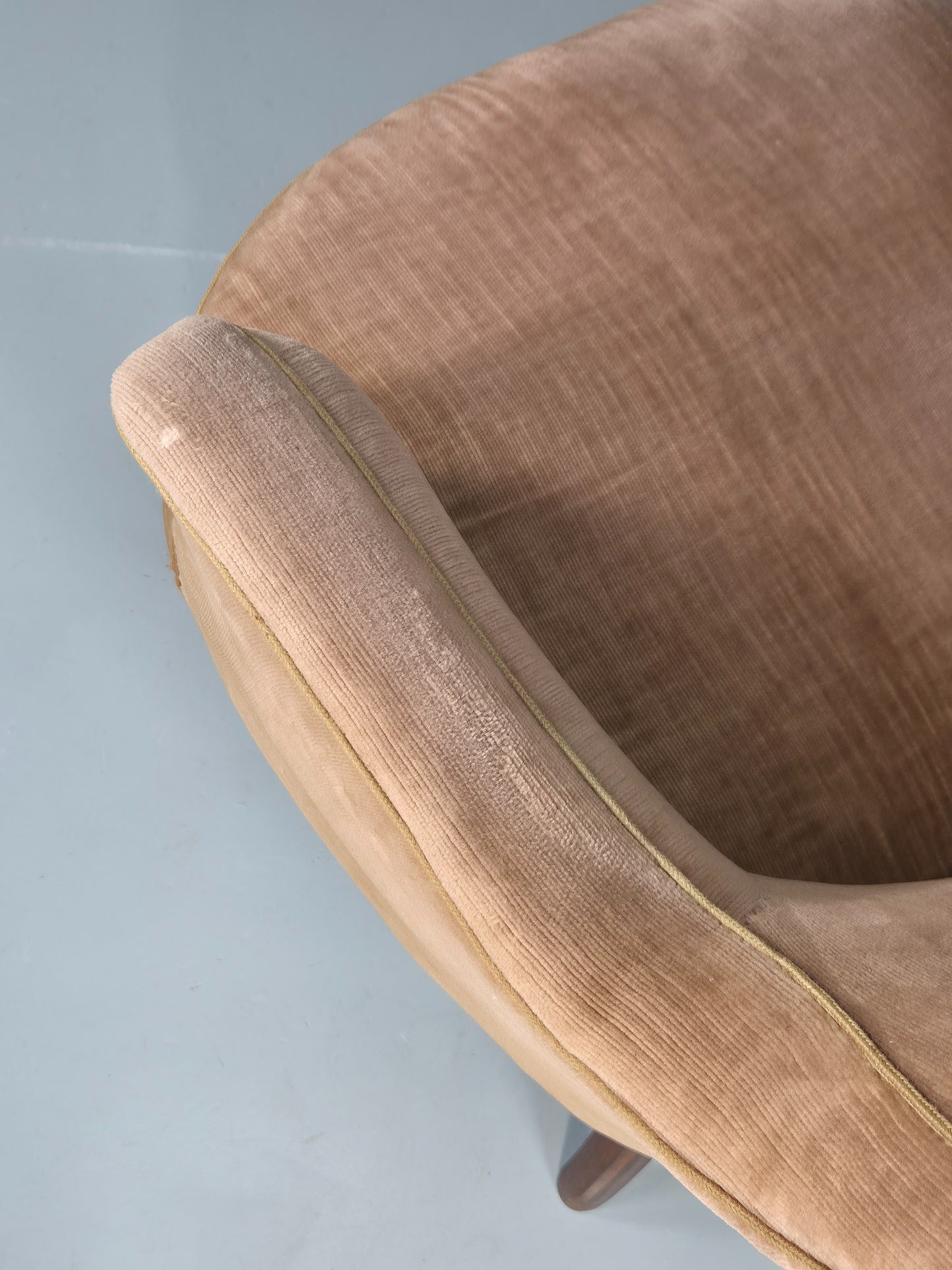 Antique Tub Chair Danish Peach Velour Upholstery 1900s  EB11934