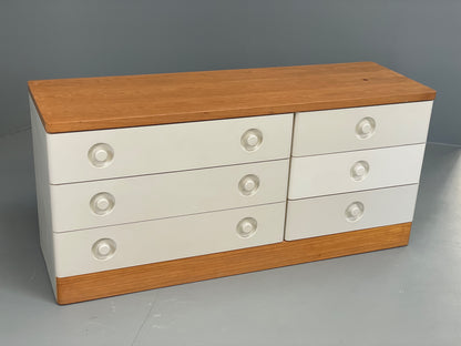 Vintage Chest Of Drawers By Stag White Retro 1980s Mid Century Oak Top EB12955