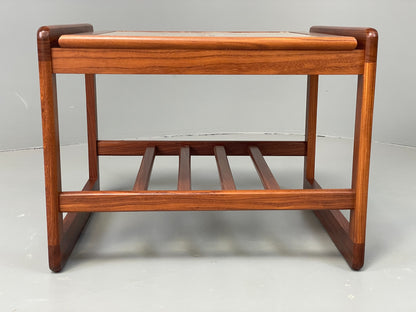 Vintage Side Table Teak Tile Topped 1970s Mid Century Retro Shelf EB12828