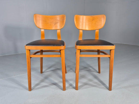 2 Vintage 1960s Dining Chairs with Bentwood Backs Apersite Brand Retro EB12224