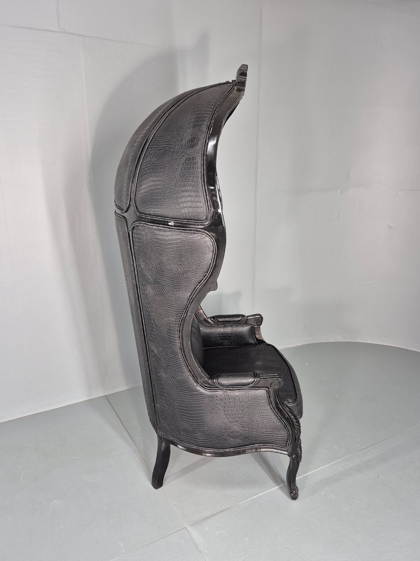 Vintage Porters Chair Canopy Gothic Chair Faux Crocodile Skin Modern EB12564