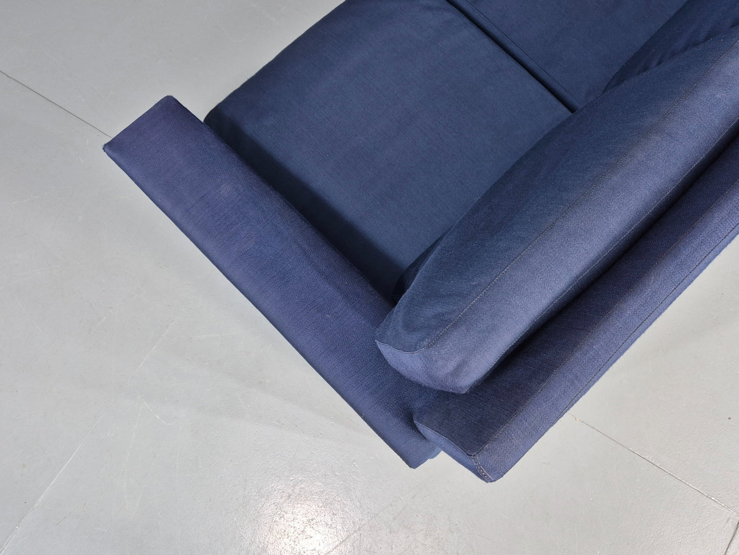 Vintage 3 Seater Sofa Mid Century Danish Dark Blue Wool Retro 1960s  EB12230