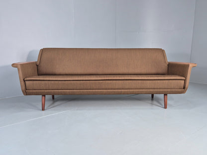 Vintage 1960s Sofa Bed Danish Green and Teak details Mid Century Classic EB09336