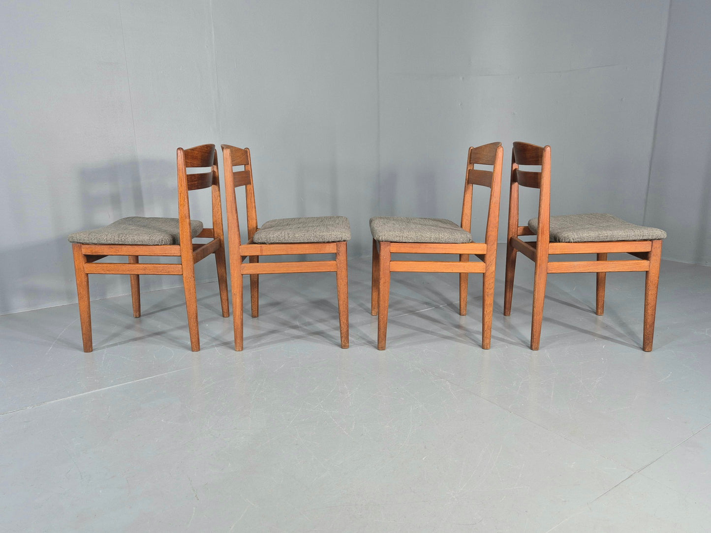 4 Vintage Danish Dining Chairs Teak Frames New Upholstery Boltinge 1970s EB12263