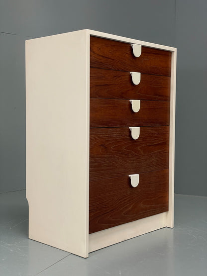 Vintage Chest Of Drawers 1970s Teak White Retro Chunky Handles EB12070