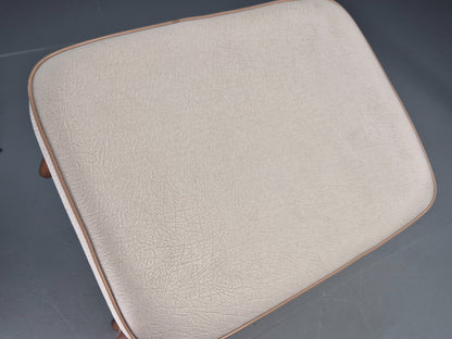 Vintage Mid Century Footstool Danish Cream Vinyl Retro 1960s EB12054