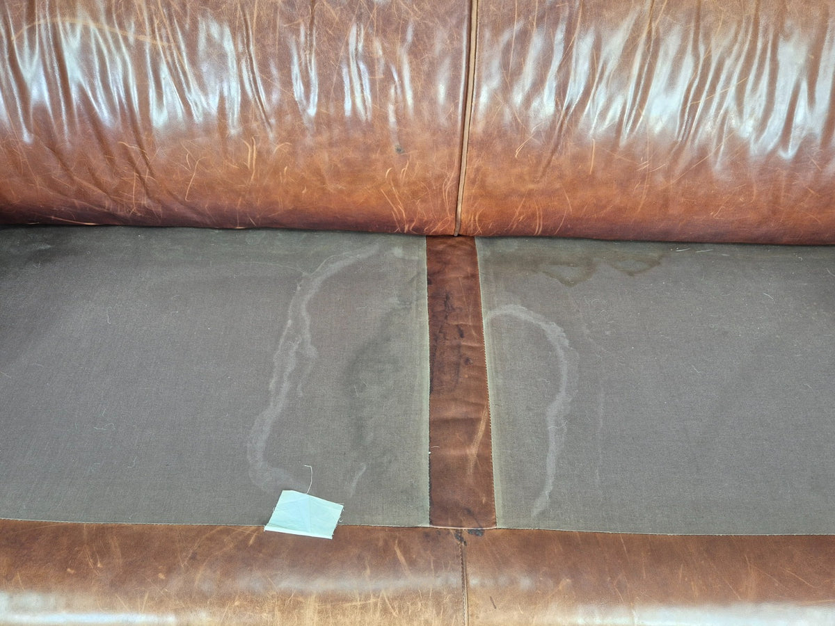 Vintage 3 Seat Leather Sofa Classic Chesterfield Style Roll Top Retro EB12789