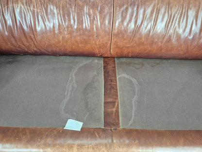 Vintage 3 Seat Leather Sofa Classic Chesterfield Style Roll Top Retro EB12789