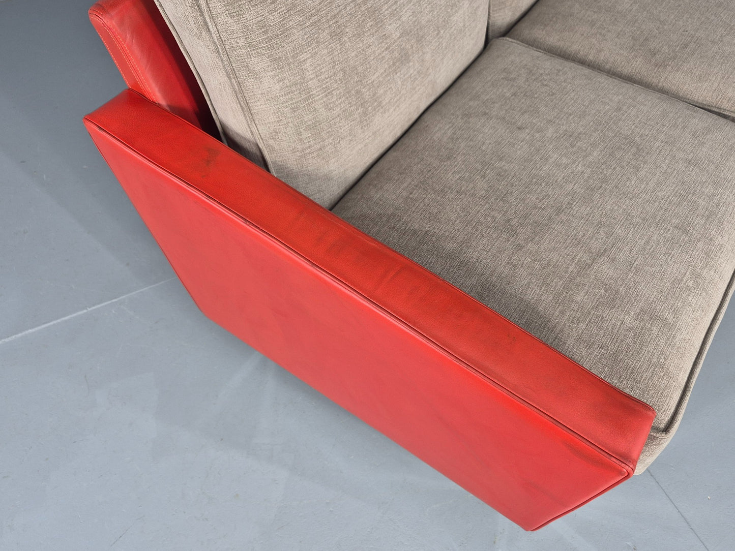 Vintage 3 Seat Sofa 1960s Swedish Red Leather New Cushions MCM Retro  EB11121