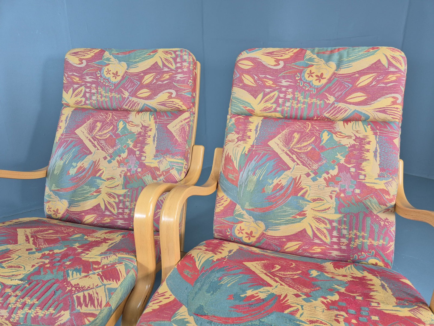2 Vintage 1980s Lounge Chairs by Stouby Bentwood frame Retro MCM  EB12833