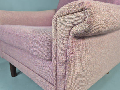 Vintage Danish Armchair Salmon Pink Wool 1960s Mid Century Retro EB12537
