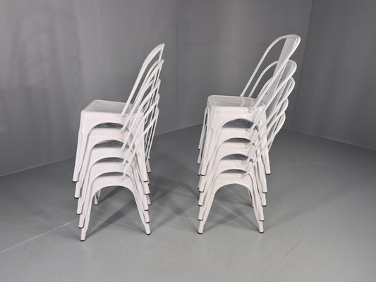 10 Off White Tolix Stlye Stacking Chair VG Condition Vintage Industrial EB12580