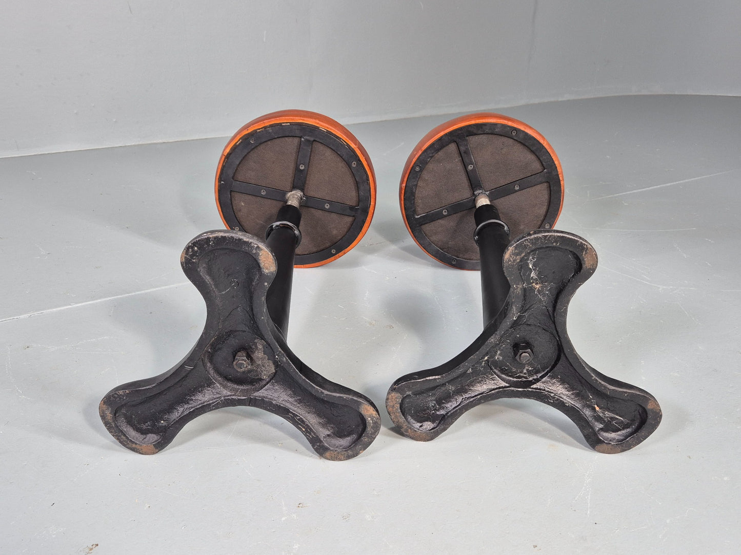 2 Vintage Singer Stools with faux Leather Upholstery Reproductions EB12306