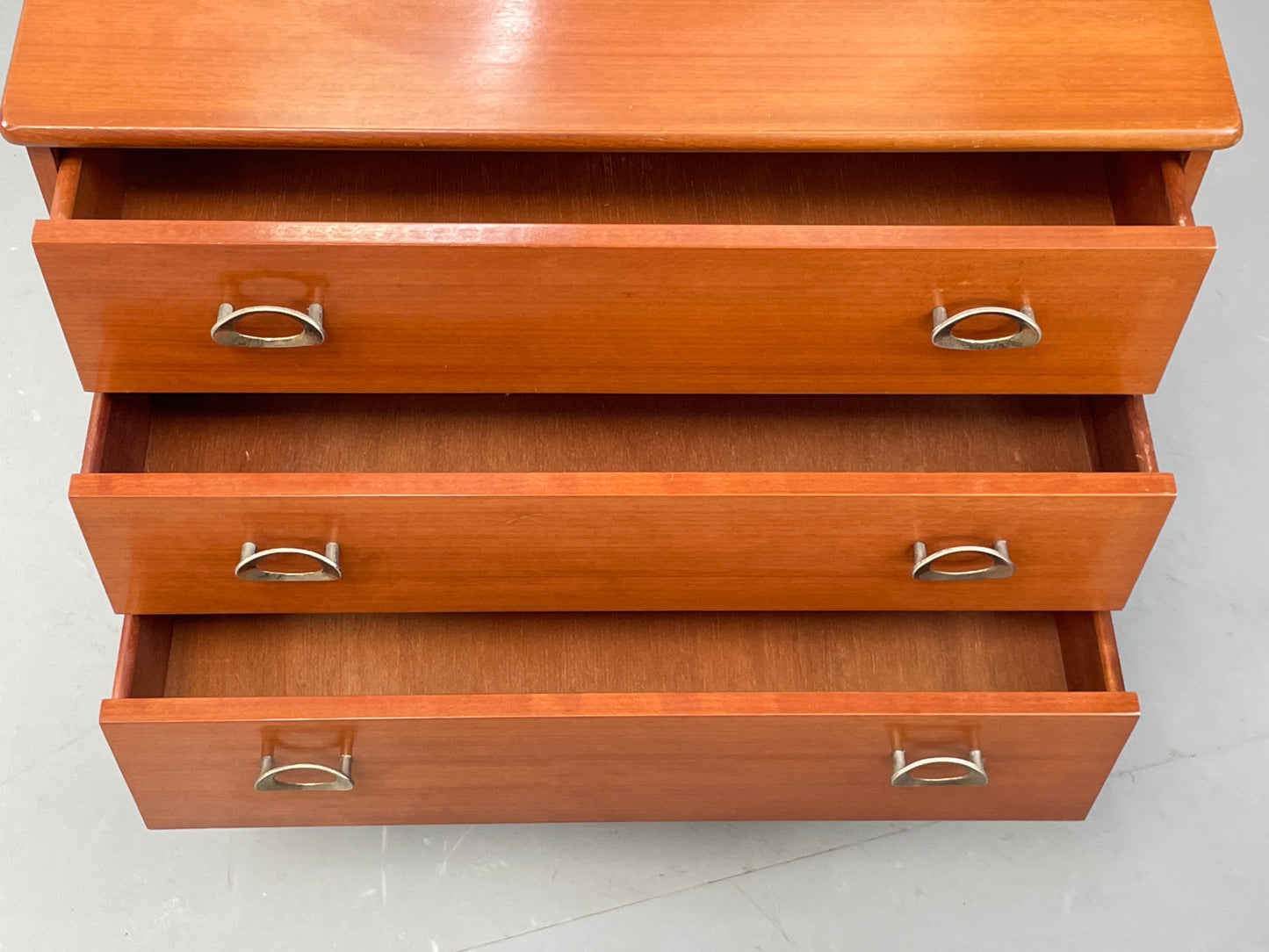 Vintage 1970s Bedside Cabinet Chest Of Drawers Cherry Mirror Retro EB12302