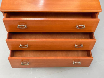 Vintage 1970s Bedside Cabinet Chest Of Drawers Cherry Mirror Retro EB12302