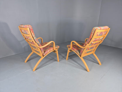 2 Vintage 1980s Lounge Chairs by Stouby Bentwood frame Retro MCM  EB12833