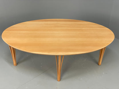 Danish Oval Coffee Table By Haslev Solid Beech Scandinavian EB12211