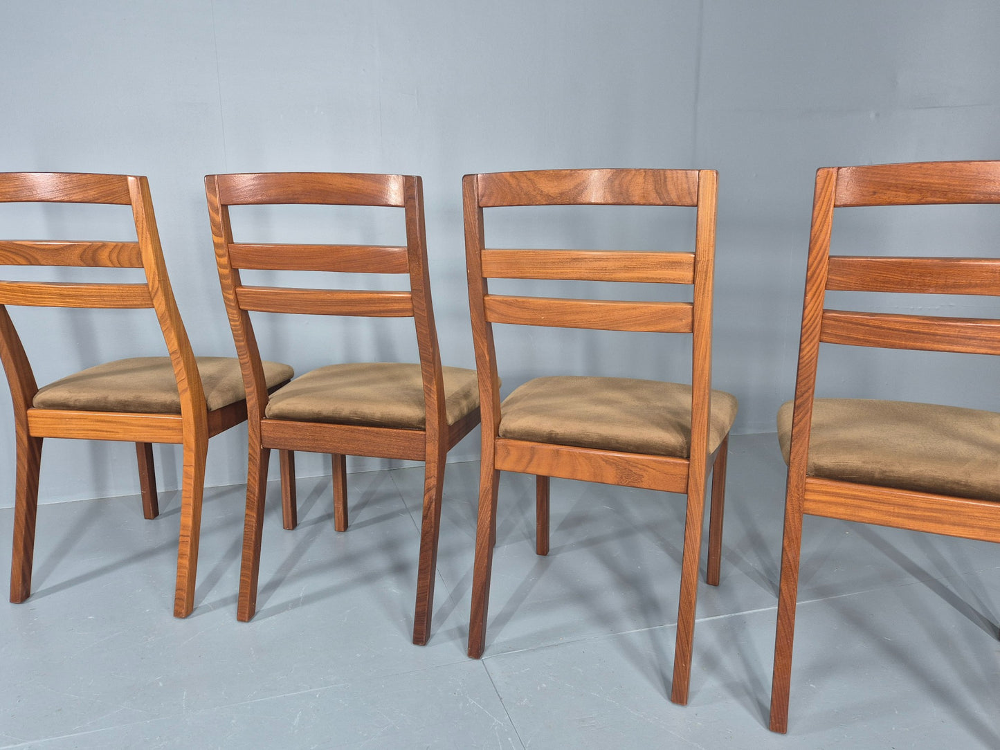 4 Vintage Nathan Dining Chairs Teak Frames 1970s Retro MCM EB11961