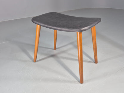Vintage Mid Century Danish Footstool black vinyl Retro 1960s EB12093