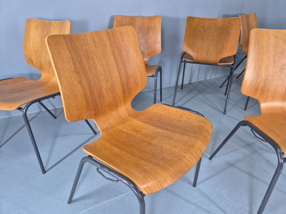 11 Vintage Stacking Chairs Industrial Danish Design Bent Ply Retro MCM EB12661
