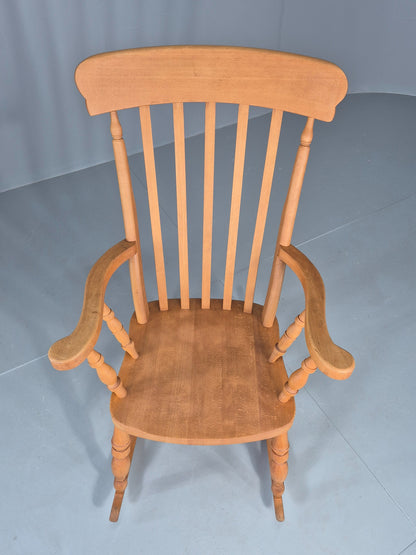 Vintage Traditional Farmhouse Rocking Chair 1970s Cottage Style Beech EB12473