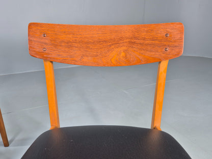 2 Vintage 1960s Dining Chairs Beech Teak and Vinyl Retro Mid Century EB12636