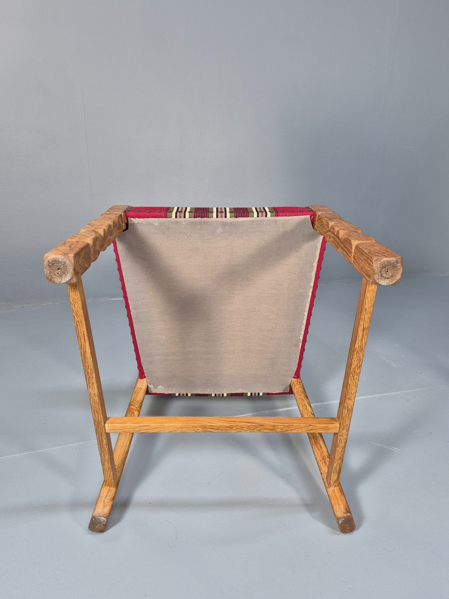 6 Vintage Kjaernulf Style Danish Oak Dining Chairs 1970s Retro Red Wool EB9535