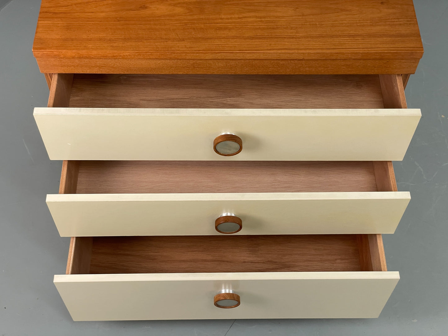 Vintage Chest Of Drawers By Uniflex Retro 1970s Teak Off White EB12196